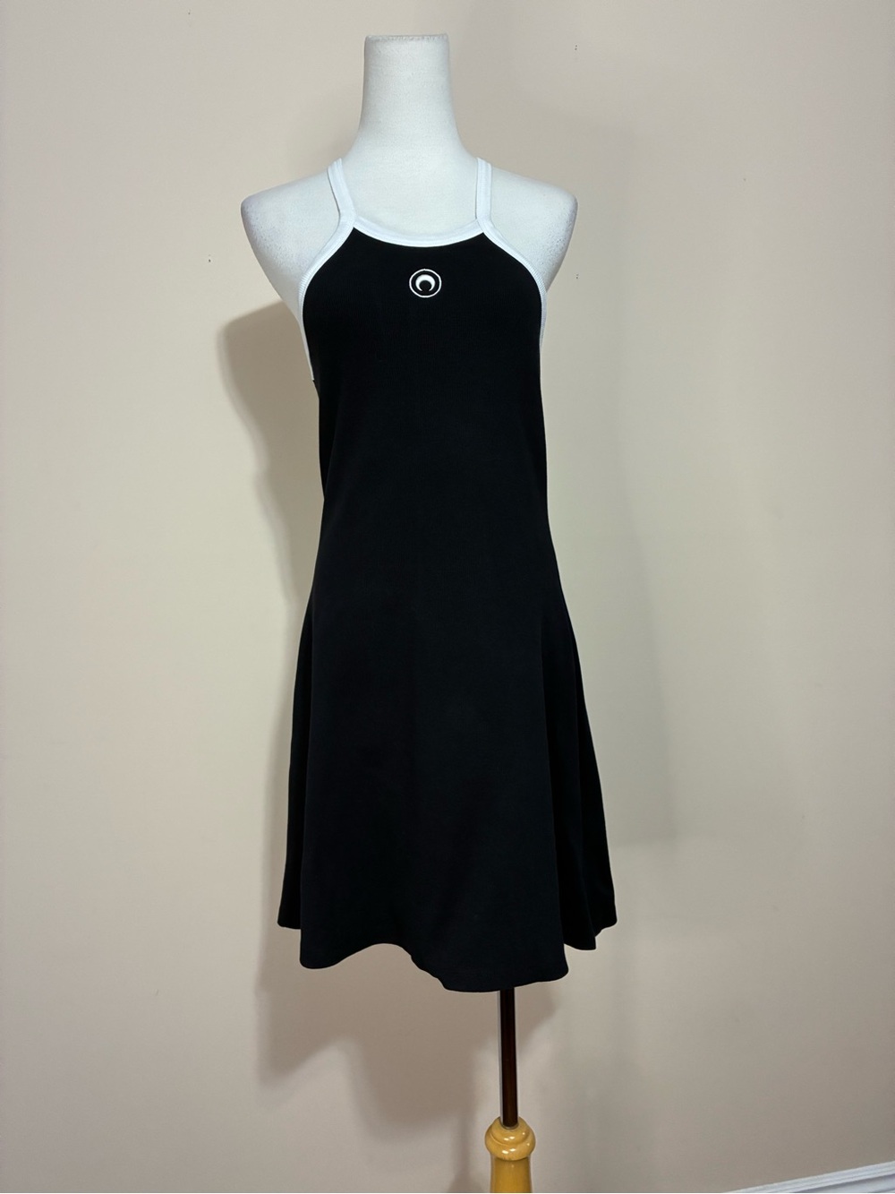 Marine Serre Black Mini Dress with White Trim